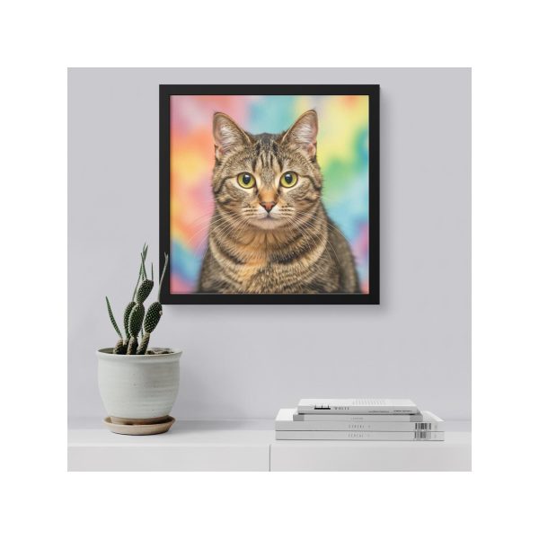 Colorful Tabby Cat Framed Canvas Art | Perfect Birthday & Christmas Gifts for Cat Lovers | Vibrant Home Decor Piece Online Hot Sale