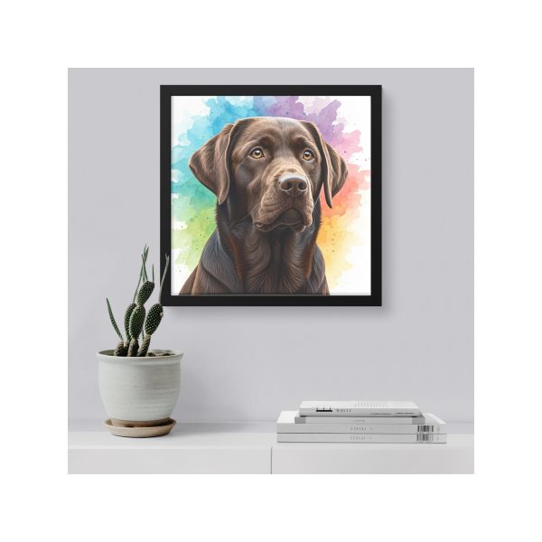 Colorful Chocolate Lab Framed Canvas Art | Perfect Birthday & Christmas Gifts for Dog Lovers | Vibrant Home Decor Piece Fashion