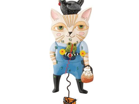 Country Cat Pendulum Clock Sale