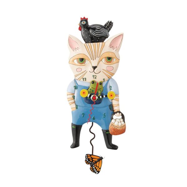 Country Cat Pendulum Clock Sale