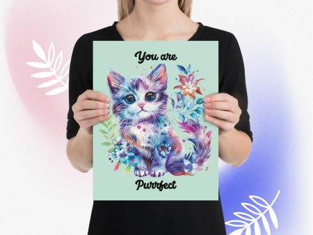 You are Purrfect Colorful, Pastel Cat Poster Online Hot Sale