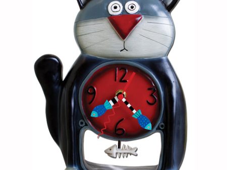 Black Kitty Pendulum Clock For Discount