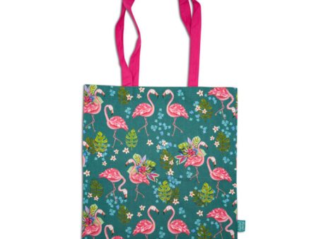 Teal Flamingo Canvas Tote Online Hot Sale